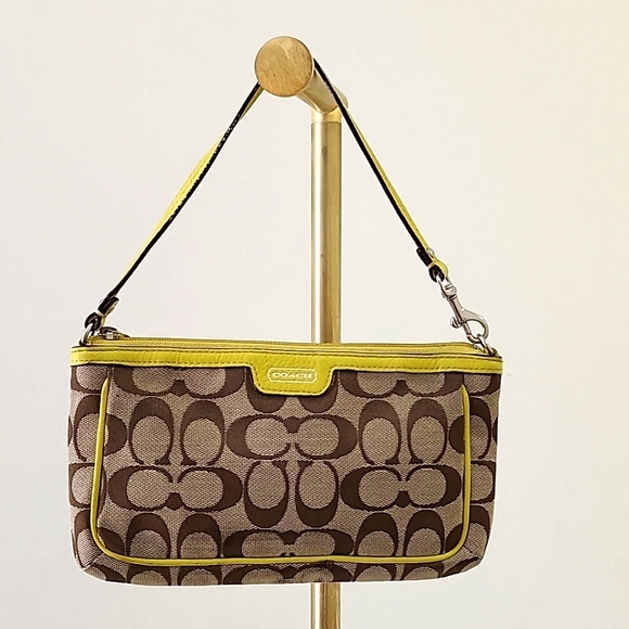 Coach Handbags - CoachY2K Signature Print Canvas  Lime Green  Clutches/Wristlet Shoulder Bag